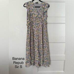 Banana Republic Lavender Floral Maxi Dress with Yellow & Green Accents